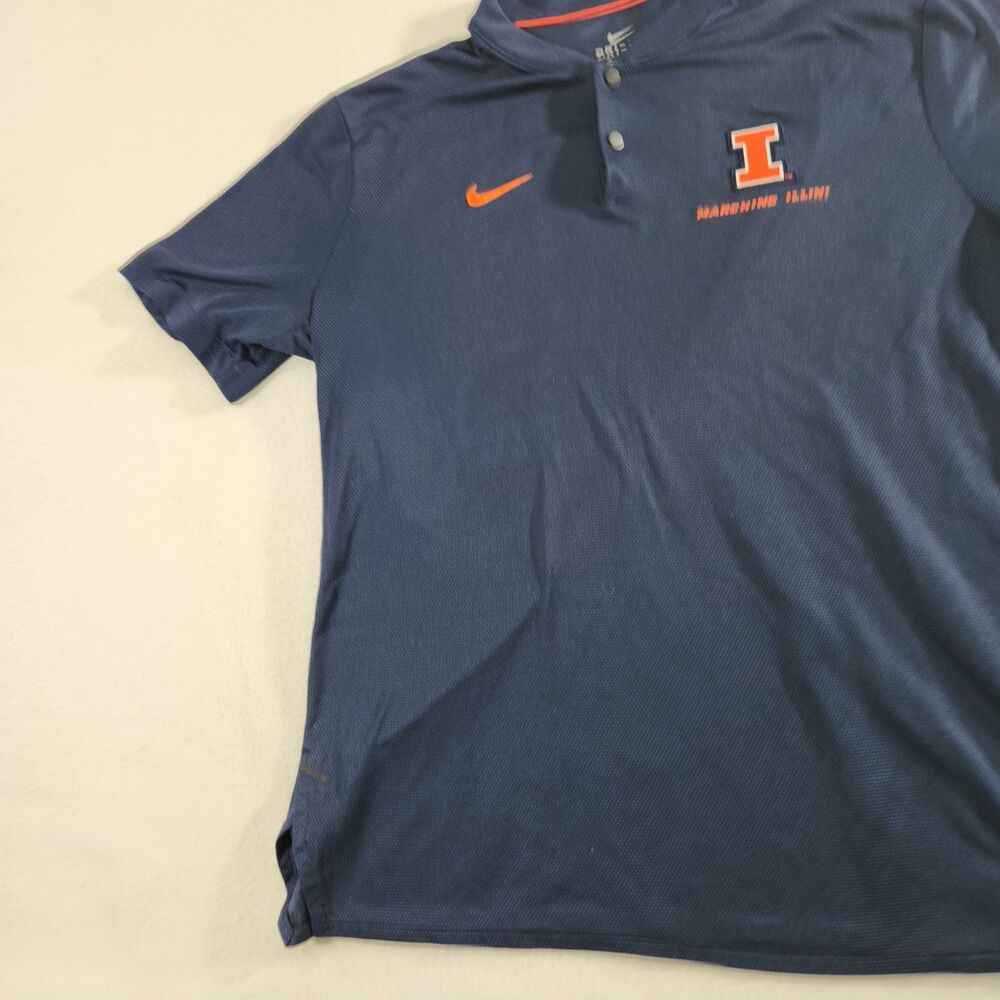 Nike Illinois Fighting Illini Dri-FIT On-Field Team Polo Shirt  Men's Large Blue